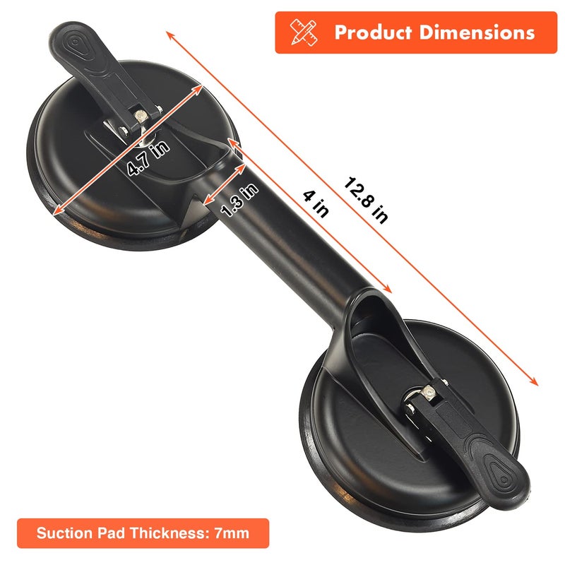 Genubi Industry Glass Suction Cups Heavy Duty Aluminum Vacuum Plate Handle Glass Holder Hooks to Lift Large Glass/Floor Gap Fixer/Tile Suction Cup Lifter/Moving Glass/Pad for Lifting/Dent Puller - Image 2